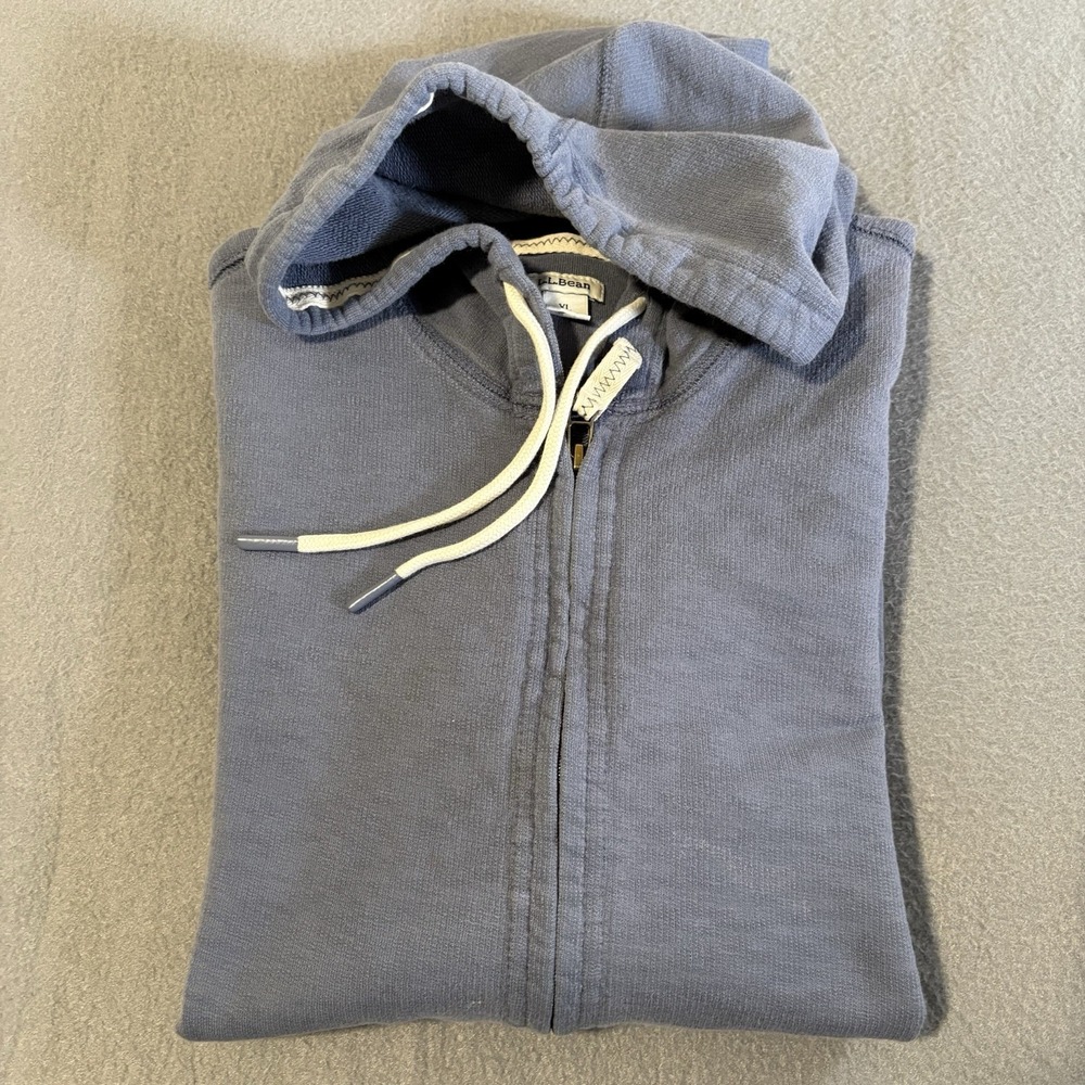 LL Bean Hoodie Mens XL Blue Full Zip 100% Organic Cotton 504211 Hiking Workwear - Picture 11 of 12